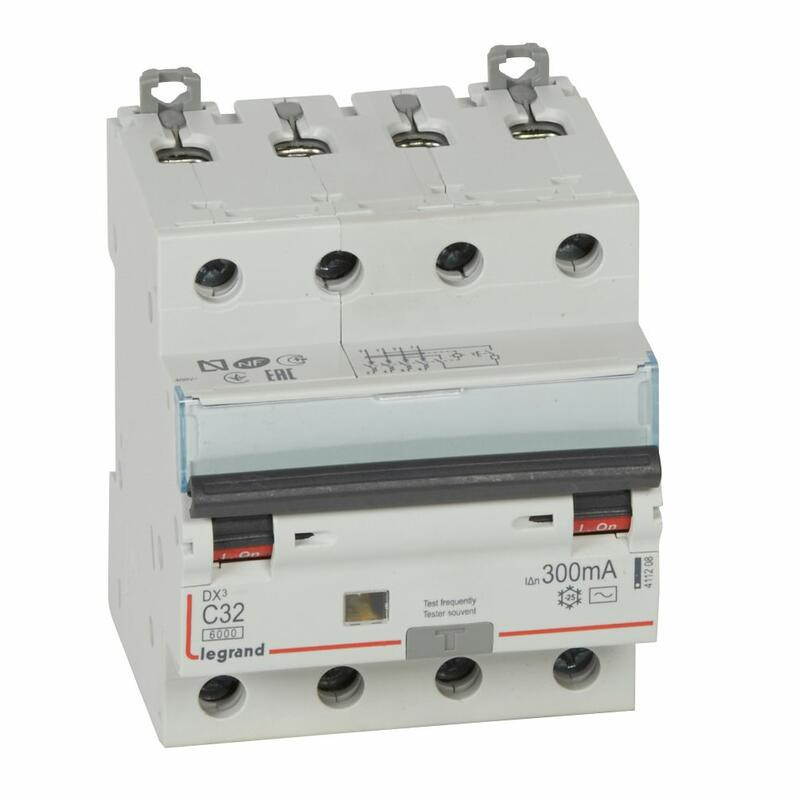 411208 Legrand  Disjoncteur différentiel tétrapolaire 32A 300mA type AC - DX³6000 10kA 4P