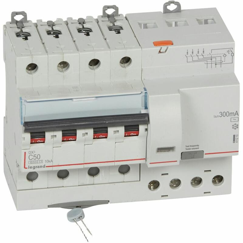 411210 Legrand  Disjoncteur différentiel tétrapolaire 50A 300mA type AC - DX³6000 10kA 4P