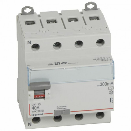 411665 Legrand  Interrupteur différentiel tétrapolaire 40A type AC 300mA - 4 modules
