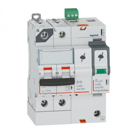 412214 Legrand - Parafoudre phase neutre de type 2 autoprotégé - 40kA - report de signalisation