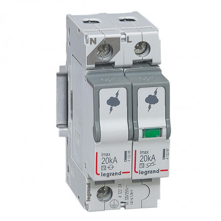 412224 Legrand - Parafoudre phase neutre de type 2 autoprotégé - 20 kA    - report de signalisation