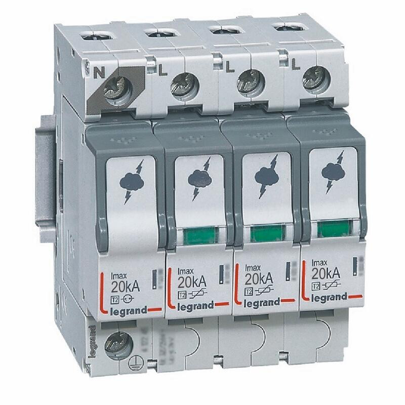 412225 Legrand - Parafoudre triphasé + neutre de type 2 autoprotégé - 20 kA    - report de signalisation