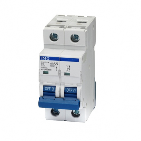 Disjoncteur bipolaire 2P - 50A - 10kA - courbe C - À vis - IMO B10C2050A