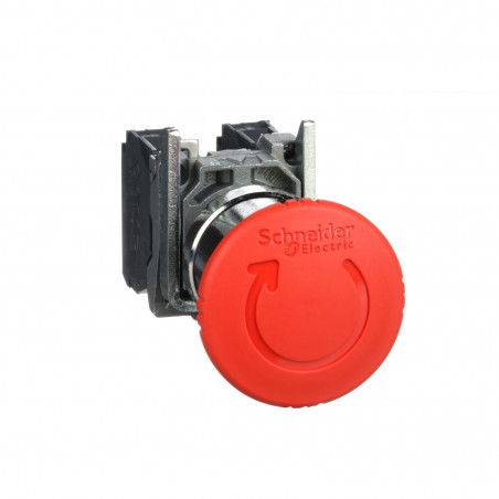 XB4BS8445 Schneider - bouton arrêt urgence - Ø40 - pousser tourner - rouge - 1NO+1NF - à vis - Harmony XB4