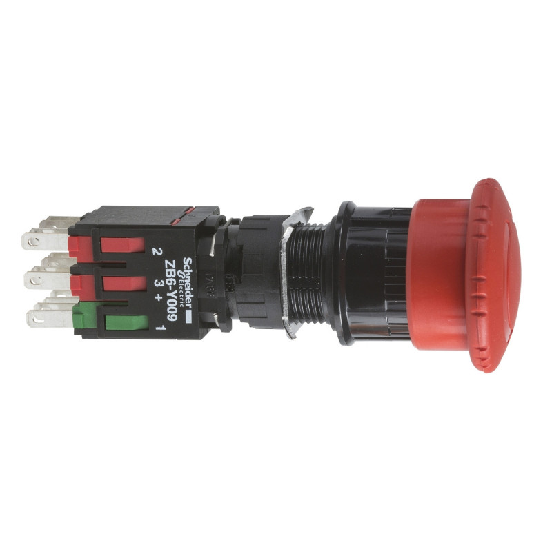 XB6AS8349B Schneider - arrêt d'urgence trou Ø16 - tête coup de poing Ø30 - 1NO +2NF - Harmony XB6