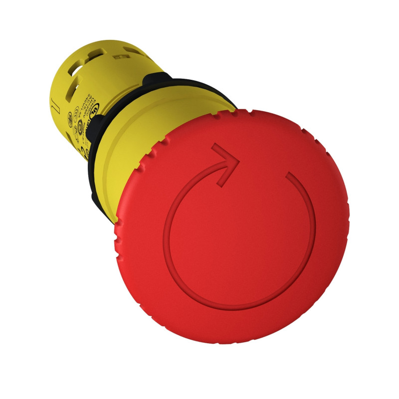 XB7NS8445 Schneider - arrêt d'urgence complet Ø22 - tourner pour déverouiller - 1NO+1NF - Harmony XB7