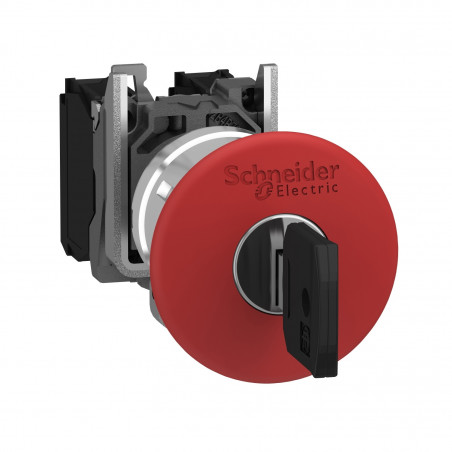 XB4BS9445 Schneider - bouton arrêt urgence - Ø40 - à clé 455 - rouge - 1NO+1NF - vis - Harmony XB4