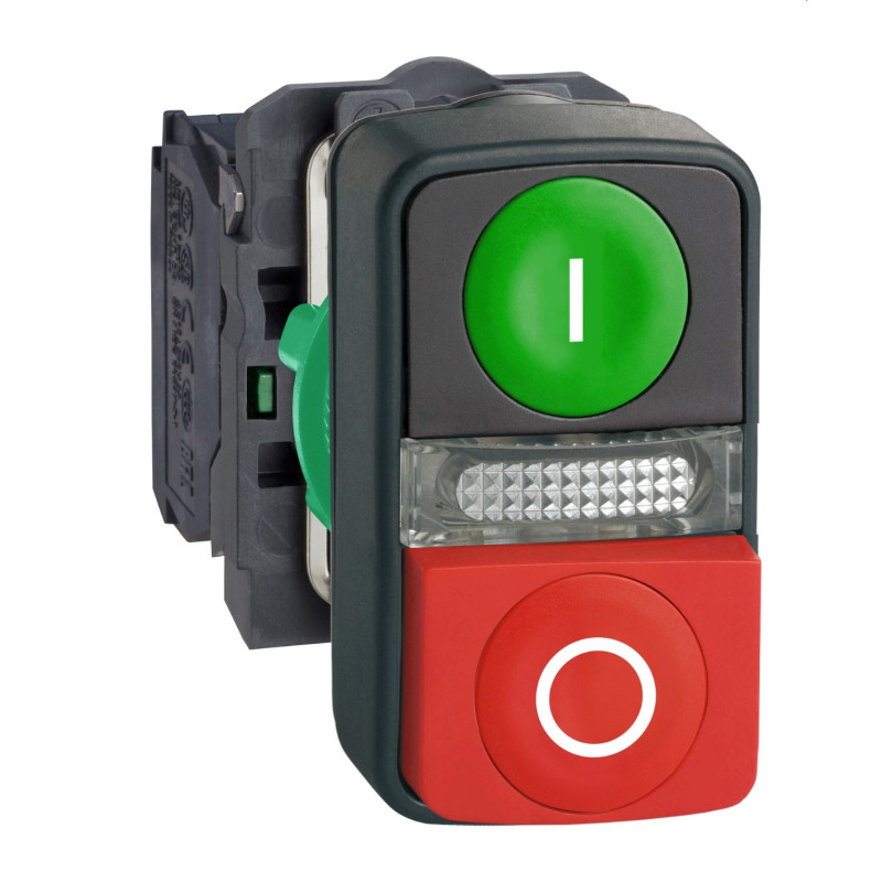 XB4BW73731B5 Schneider - Bouton marche arrêt COMPLET + LED 220V - 1NO+1NF - Harmony XB4