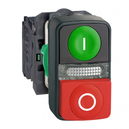 XB4BW73731B5 Schneider - Bouton marche arrêt COMPLET + LED 220V - 1NO+1NF - Harmony XB4