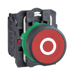 XB5AA4322 Schneider - bouton poussoir impulsion - Ø22 - marqué 0 - rouge - 1NF - à vis - Harmony XB5