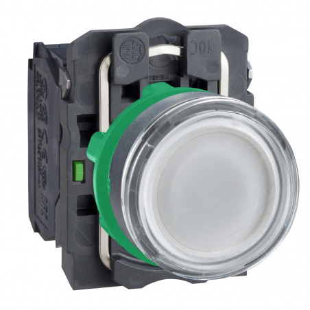 XB5AW31M5 Schneider - bouton poussoir lumineux blanc Ø22 - impulsion - 240V - 1NO+1NF - Harmony XB5