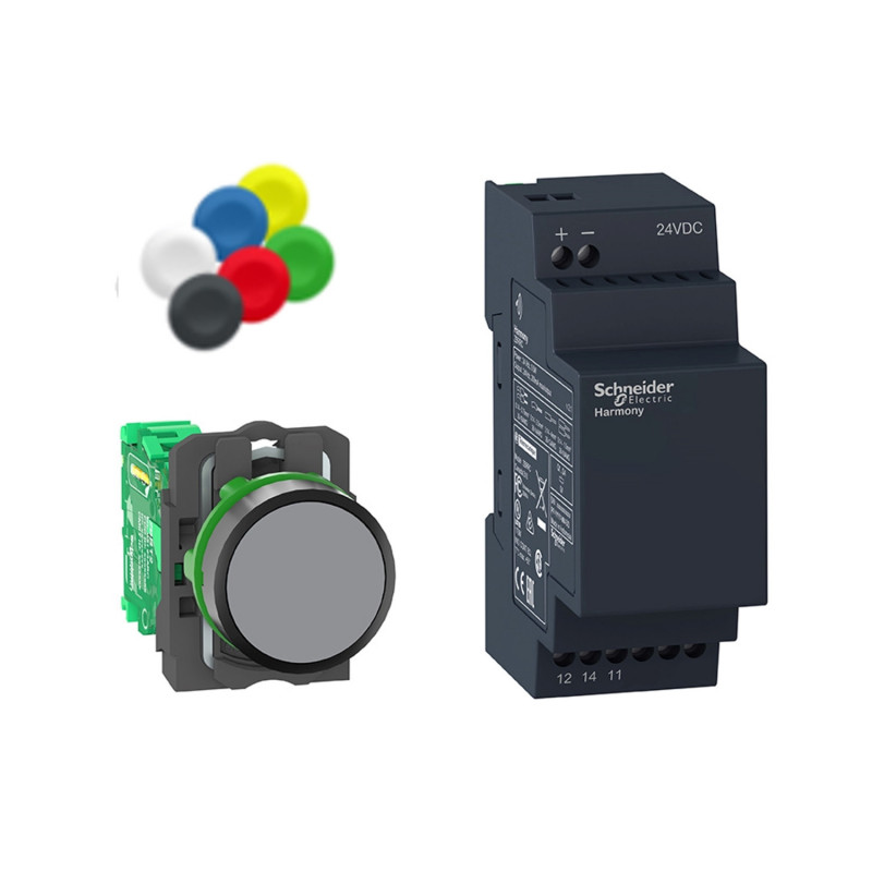 XB5RFB01 Schneider - Pack Bouton poussoir sans fil & sans pile 24Vcc - Harmony XB5R