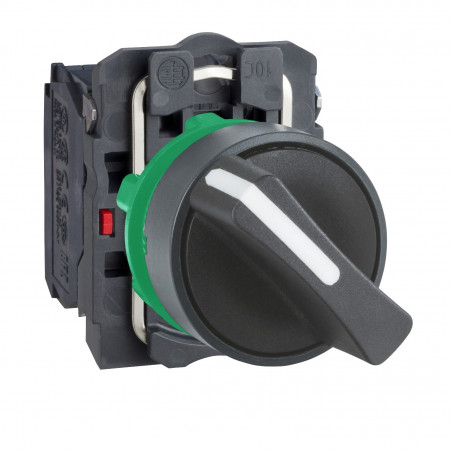 XB5AD25 Schneider - bouton tournant manette - Ø22 - 2 positions fixes - noir - 1NO+1NF - vis - Harmony XB5