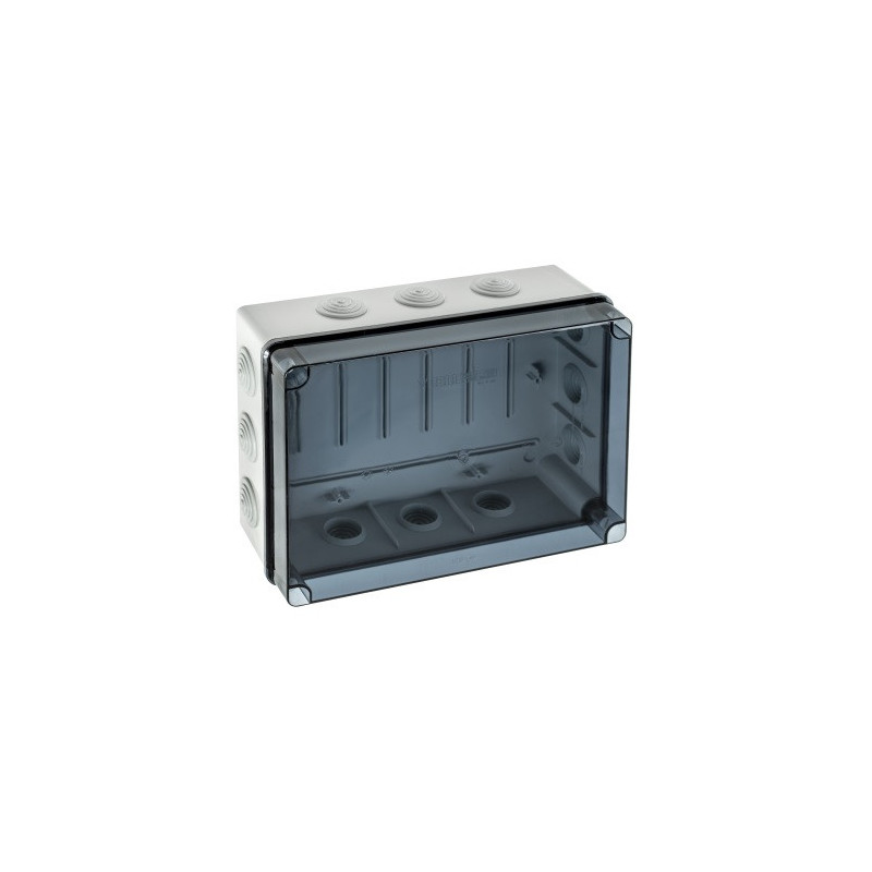 EVT322 IDE Boite de dérivation étanche IP65 avec avec couvercle transparent et entrées coniques dim.328x239x129