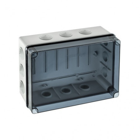 EVT322 IDE Boite de dérivation étanche IP65 avec avec couvercle transparent et entrées coniques dim.328x239x129