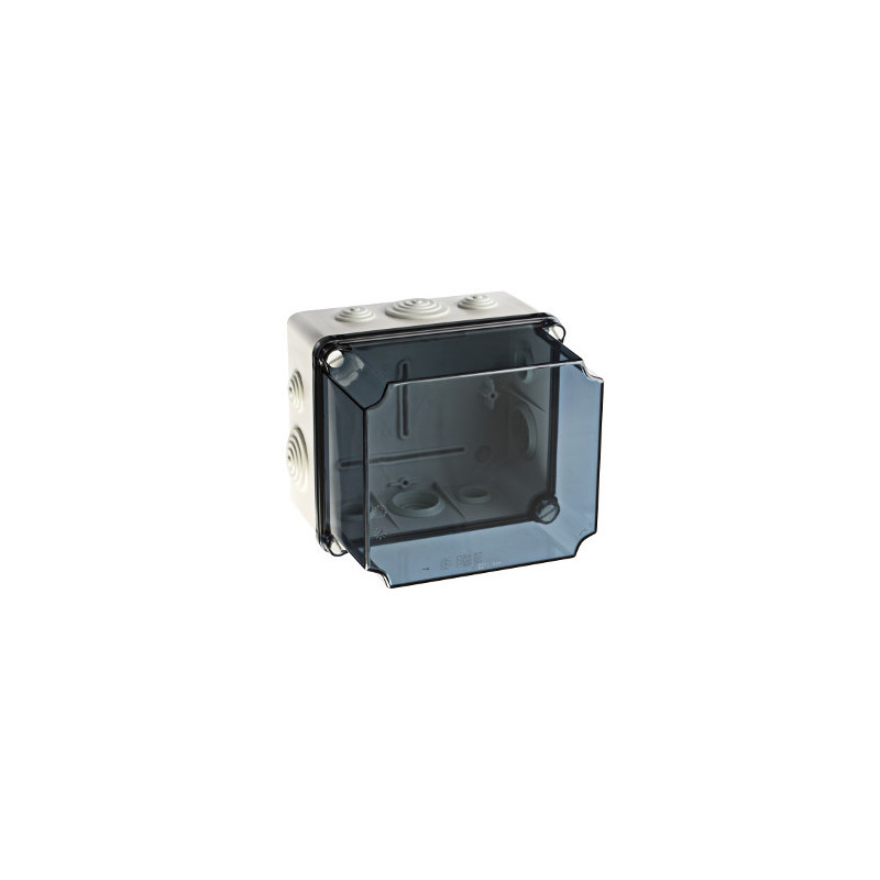 GSVT171 IDE Boite de dérivation industrielle étanche IP65 avec capot transparent réhaussé et entrées souples - dim.175X151X155