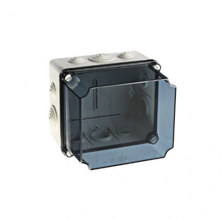 GSVT171 IDE Boite de dérivation industrielle étanche IP65 avec capot transparent réhaussé et entrées souples - dim.175X151X155