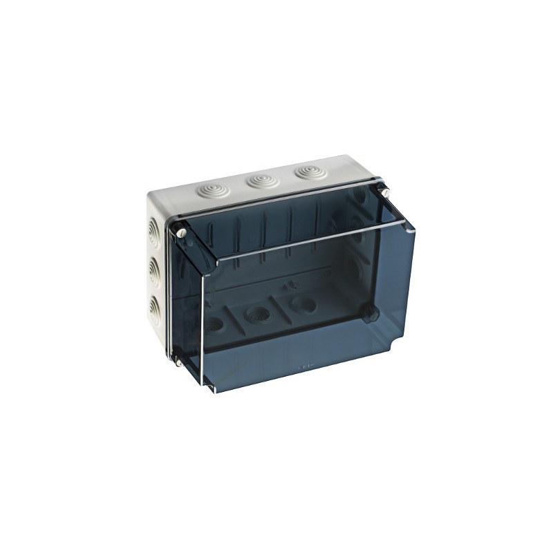 GSVT322 IDE Boite de dérivation industrielle étanche IP65 avec capot transparent réhaussé et entrées souples - dim.328x239x188