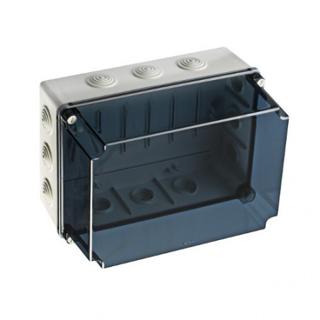 GSVT322 IDE Boite de dérivation industrielle étanche IP65 avec capot transparent réhaussé et entrées souples - dim.328x239x188