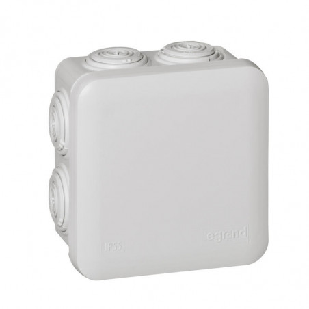 Legrand 092012 -  Boîte de dérivation carrée Plexo 80x80x45mm - étanche IP55 - 7 entrées souples