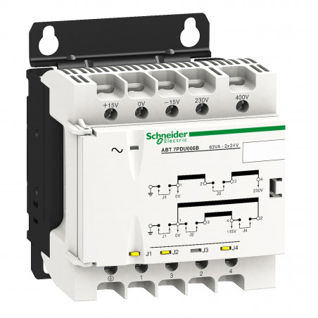 ABT7PDU006B Transformateur de tension - Primaire 230V/400Vac  Double secondaire 24Vac - 63VA - Schneider Phaseo