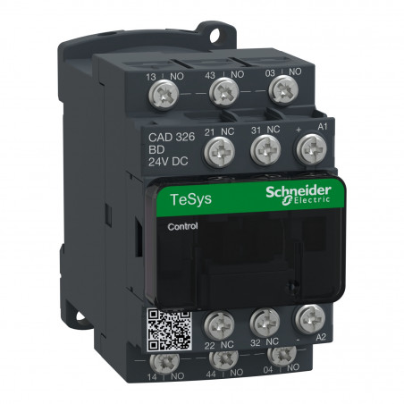 CAD326BD Schneider - Contacteur 5P - 3NO+2NF - 10A - Bobine 24Vcc - Vis - CAD32