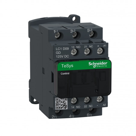 LC1D09GD Schneider - Contacteur tripolaire - 3NO - 9A - Bobine 125Vcc - Vis