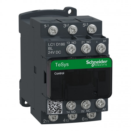 LC1D186BL Schneider - Contacteur tripolaire - 3NO - 18A - Bobine 24Vcc - Cosse