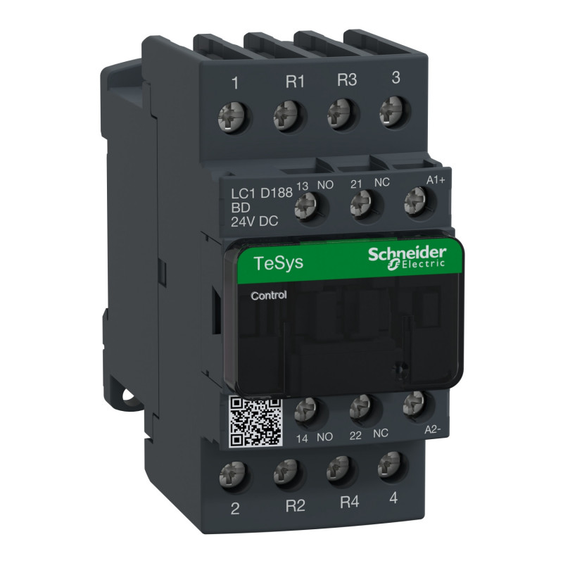 LC1D188BD Schneider - Contacteur tétrapolaire - 2NO+2NF - 32A - Bobine 24Vcc - Vis