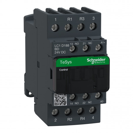 LC1D188BD Schneider - Contacteur tétrapolaire - 2NO+2NF - 32A - Bobine 24Vcc - Vis