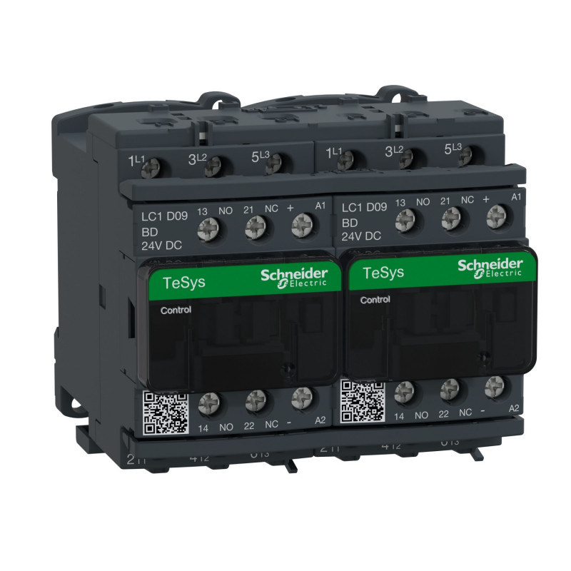 LC2D09BD Schneider - Contacteur inverseur tripolaire - 3NO - 9A - Bobine 24Vcc - Vis