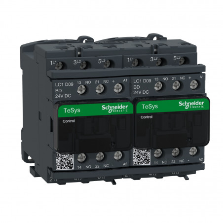 LC2D09BD Schneider - Contacteur inverseur tripolaire - 3NO - 9A - Bobine 24Vcc - Vis