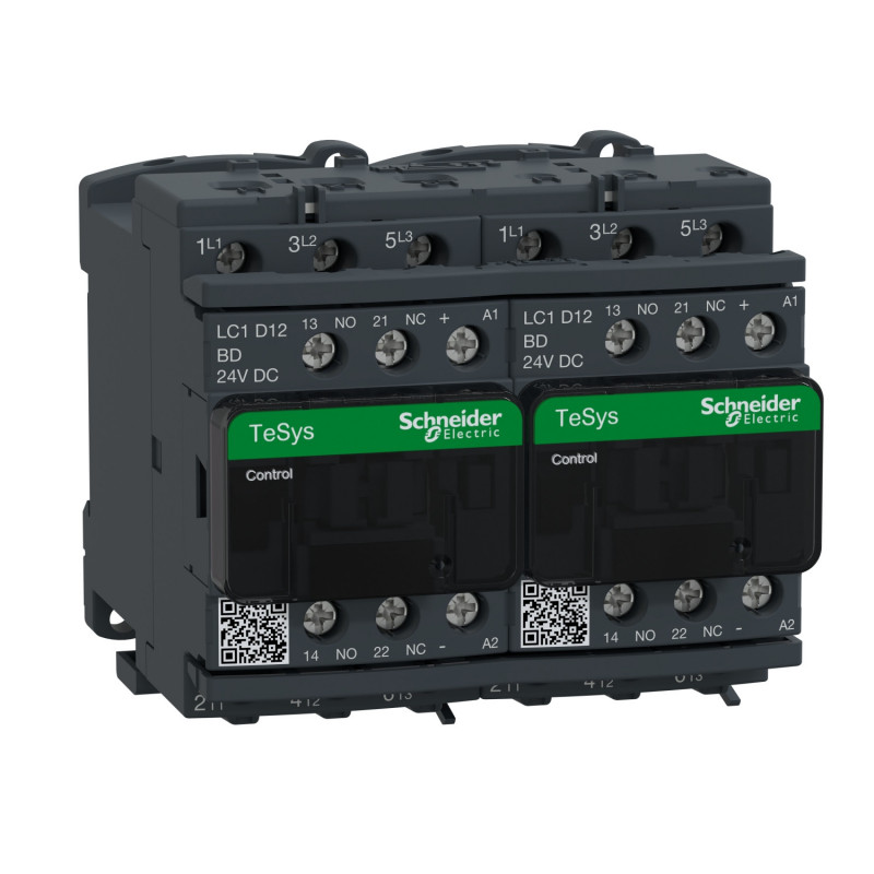LC2D12BD Schneider - Contacteur inverseur tripolaire - 3NO - 12A - Bobine 24Vcc - Vis