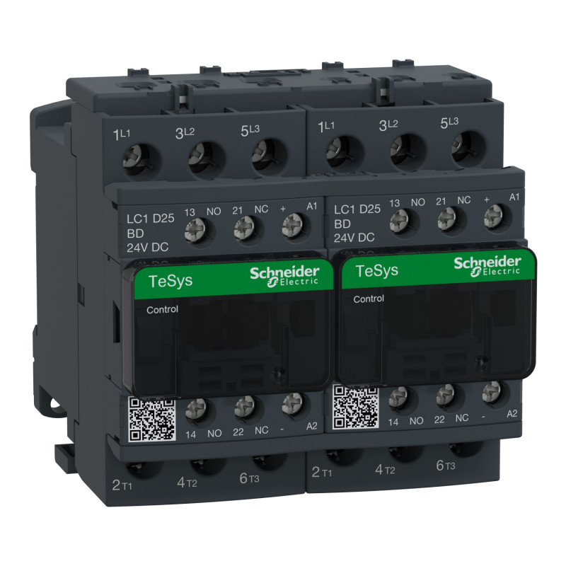 LC2D25BD Schneider - Contacteur inverseur tripolaire - 3NO - 25A - Bobine 24Vcc - Vis