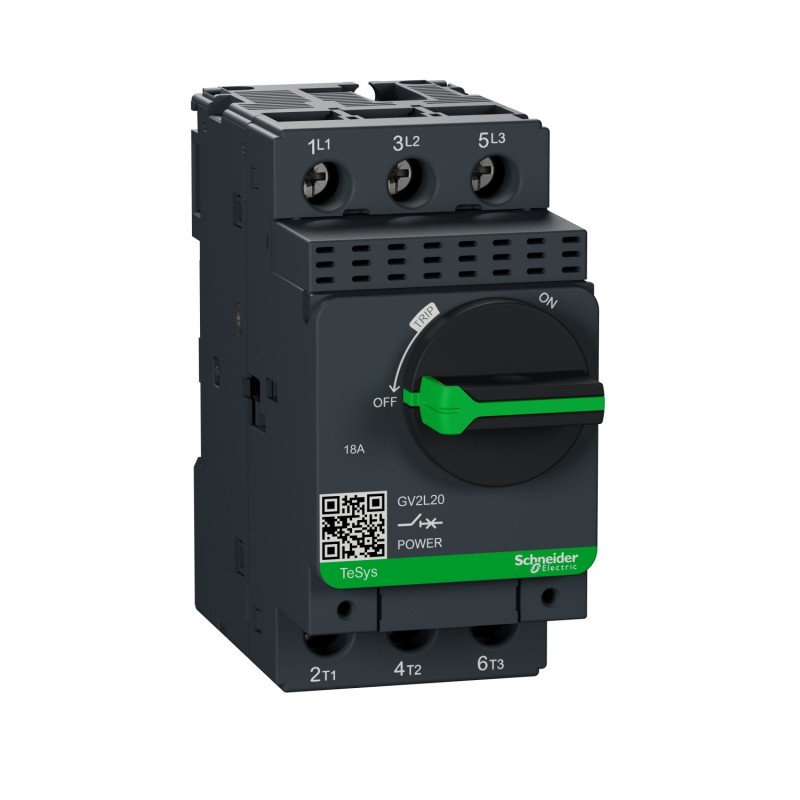GV2L20 TeSys GV2L - disjoncteur moteur Schneider - 18A - 3P 3d - déclencheur magnétique sans thermique