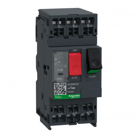 GV2ME203 - disjoncteur moteur Schneider GV2ME - 13 à 18A - 3P 3d - déclencheur magnéto-thermique avec bornes automatiques
