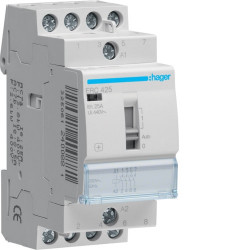 ERC425 Hager - Contacteur à commande manuellet étrapolaire 25A 4NO - bobine 230Vca