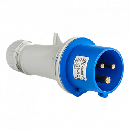 Prise CEE male 2P+T 16A - 220V - Étanche IP44 - IDE