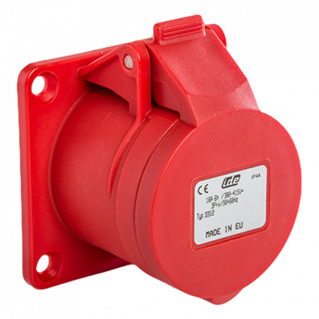 Prise femelle droite triphasé 16A 3P+T 380V - 4 broches - Étanche IP44 - IDE