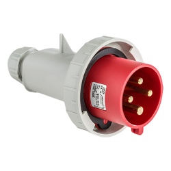 Fiche mobile male triphasé 32A 3P+T 380V - 4 broches - Étanche IP67 - IDE