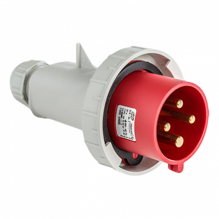 Fiche mobile male triphasé 32A 3P+T 380V - 4 broches - Étanche IP67 - IDE