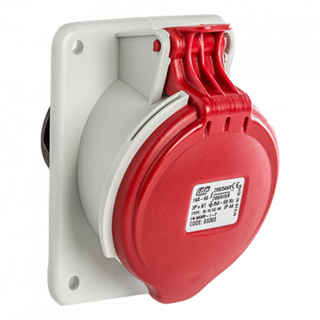 Prise tétrapolaire 16A 3P+N+T - 5 broches - Encastrable sur coffret - Étanche IP44 - IDE