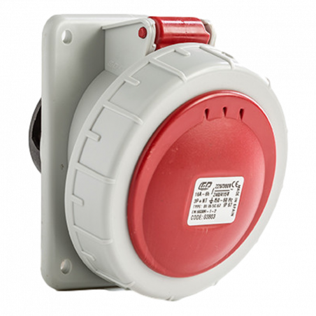 Prise tétrapolaire 16A 3P+N+T - 5 broches - Encastrable sur coffret - Étanche IP67 - IDE