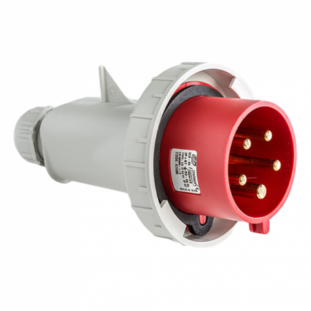 Fiche mobile male tétrapolaire 32A 3P+N+T 380V - 5 broches - Étanche IP67 - IDE