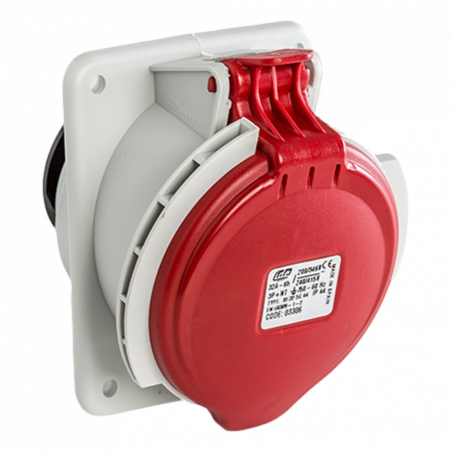 Prise tétrapolaire 32A 3P+N+T - 5 broches - Encastrable sur coffret - Étanche IP44 - IDE