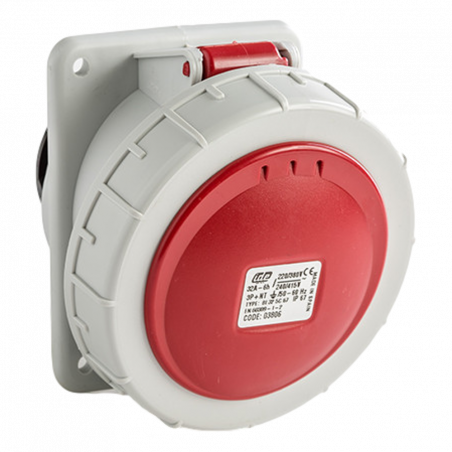 Prise tétrapolaire 32A 3P+N+T - 5 broches - Encastrable sur coffret - Étanche IP67 - IDE