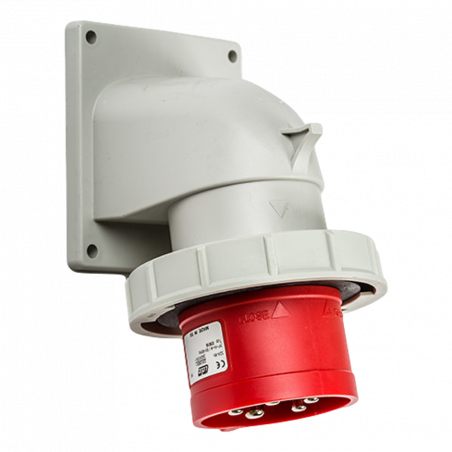 Prise male à encastrer tétrapolaire 32A 3P+N+T 380V - 5 broches - Étanche IP67 - IDE