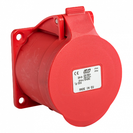Prise femelle droite tétrapolaire 32A 3P+N+T 380V - 5 broches - Étanche IP44 - IDE