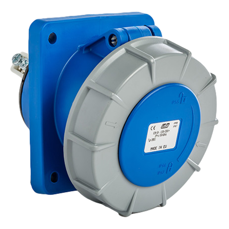 Prise encastrable 63A monophasé 220V - 2P+T - Étanche IP67 - IDE