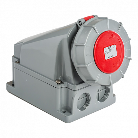Socle prise murale tétrapolaire 380V - 63A 3P+N+T - Étanche IP67 - IDE
